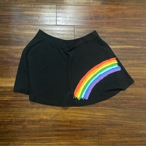 SHEIN Black Skirt with Colorful Rainbow Design